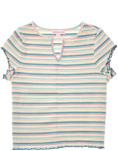 Top With Ribbed Fabric And Lettuce Edge Trim
