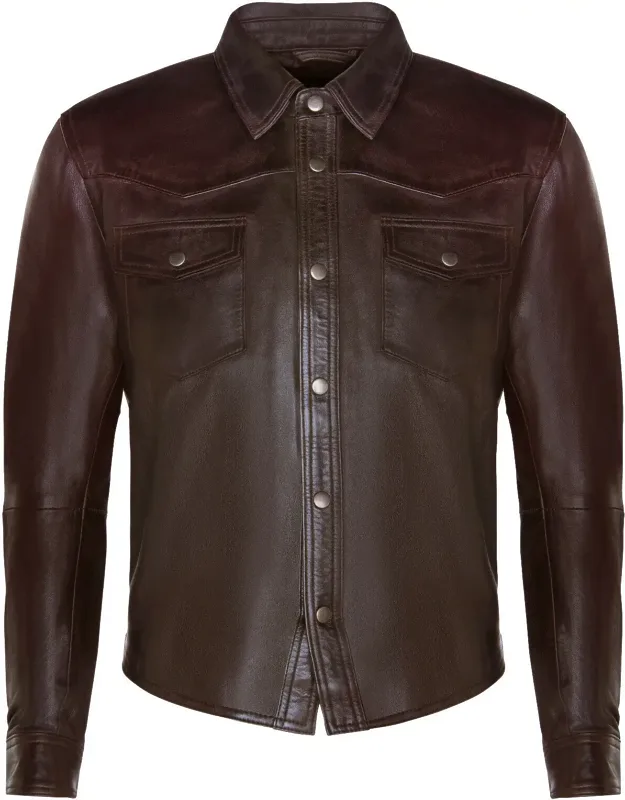 Retro Leather Shirt Jacket