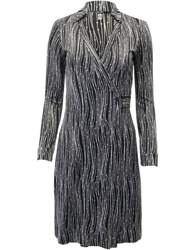 Printed V-neck Wrap Dress In Silk