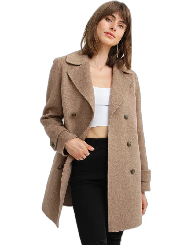 Sherpa Collar Wool Blend Coat
