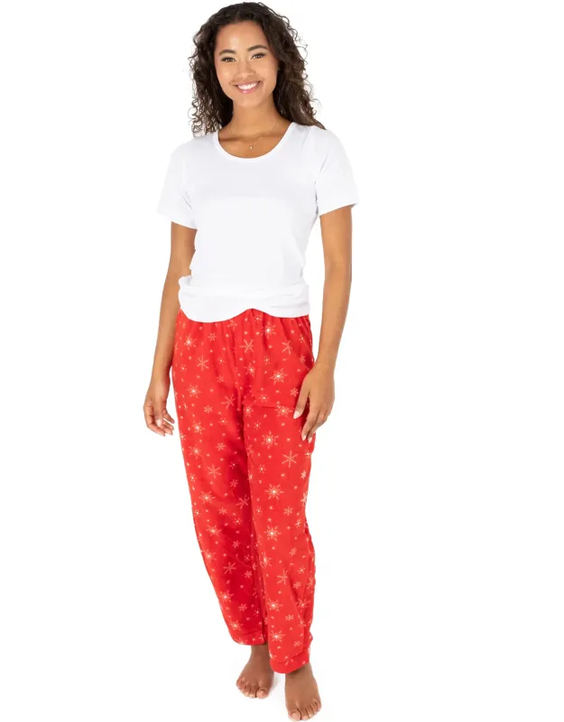 Christmas Fleece Pajama Pants Snowflake