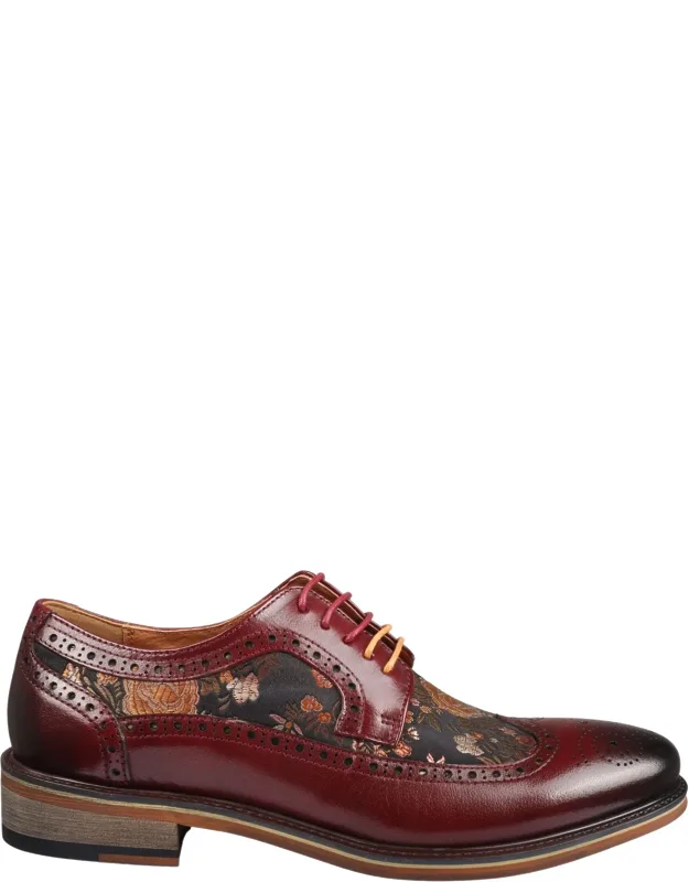 Floral Print Leather Brogue Shoes