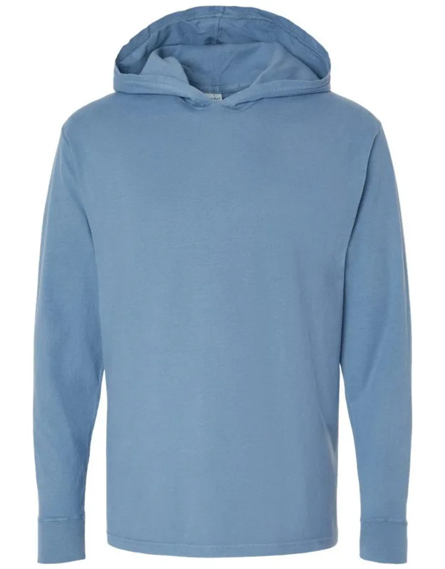 Comfortwash Garment-dyed Jersey Hooded Long Sleeve T-shirt, Relaxed Fit, Double-needle Stitched