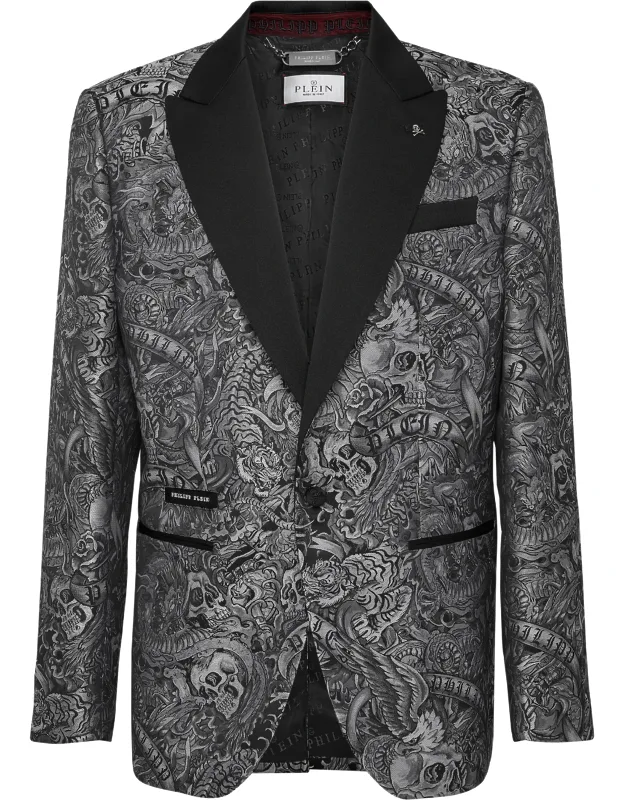 Blazer Lord Fit With Satin Peak Lapel And Satin Lined Single Button