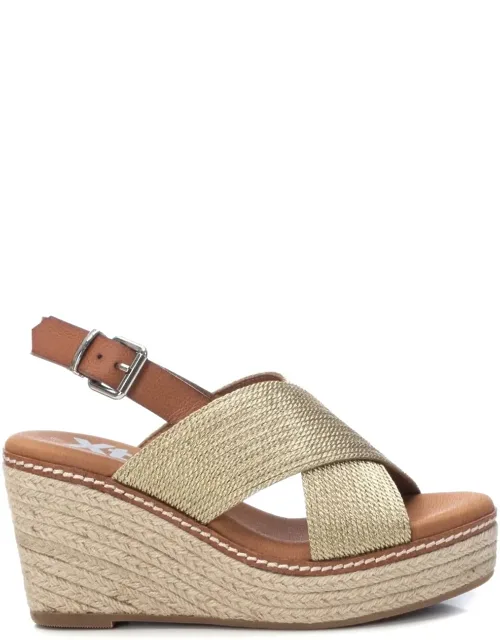Jute Wedge Sandals 3.93 In High Textile Upper With Cross Straps Design