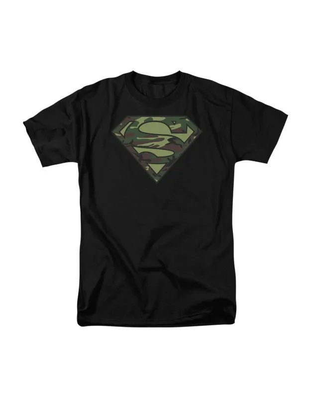 Superman Camo Logo Short Sleeve Tee - 100% Cotton, Officially Licensed