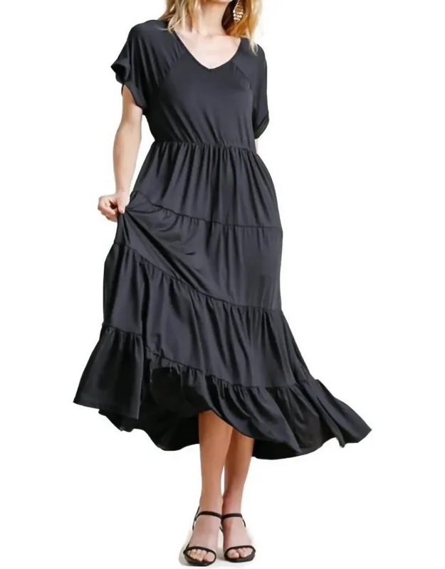 Tiered V-neck Maxi Dress