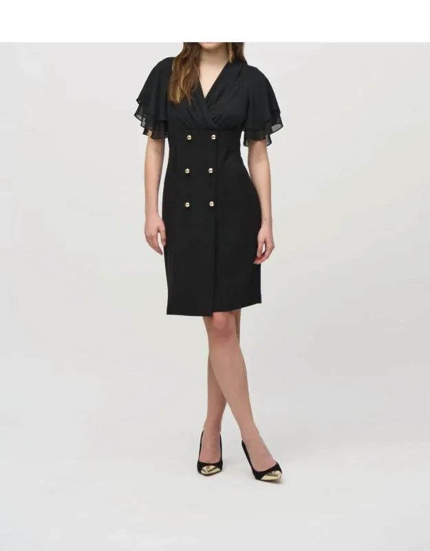 Double-breasted Faux Wrap Dress