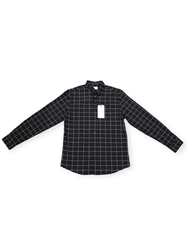 Wogrid Shirt Long Sleeve In Checkered, Collar, Button Down, Regular Fit