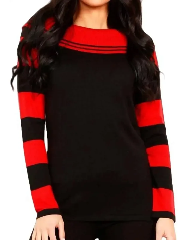 Stripe Cowl Neck Sweater