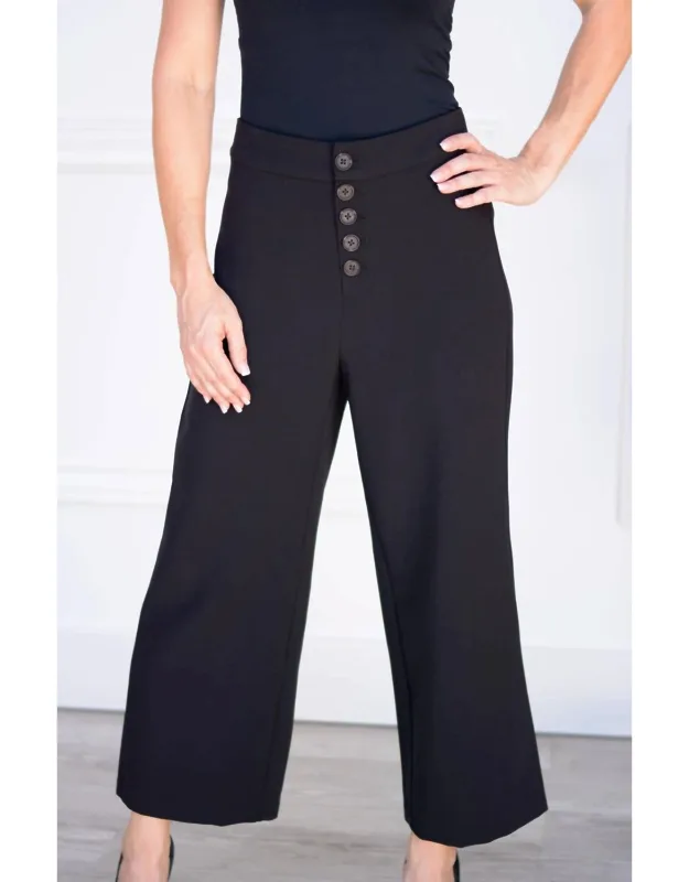 Riga Button Front Wide Leg Trousers