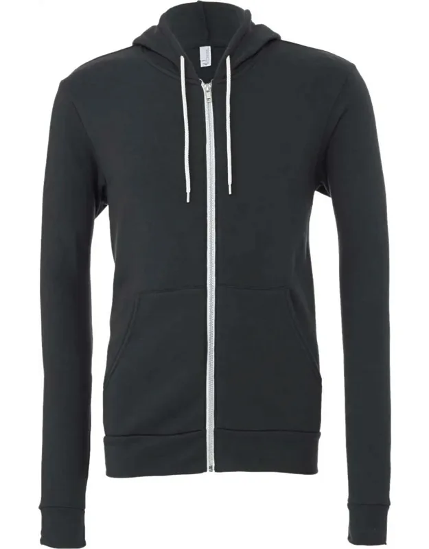 Sponge Fleece Full-zip Hoodie With Ribbed Cuffs And Split-pouch Pocket