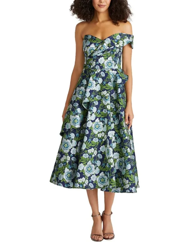 Peplum A-line Midi Dress