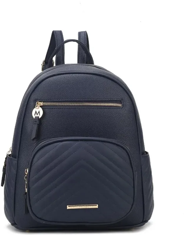 Romana Vegan Leather Backpack With Quilted Front Pocket And Adjustable Straps