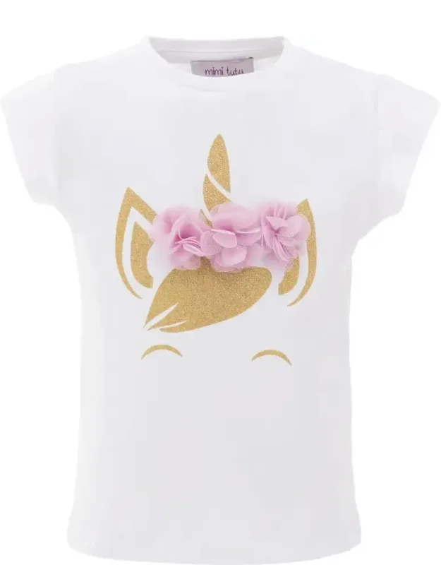 Tulle Unicorn T-shirt With Flower Crown