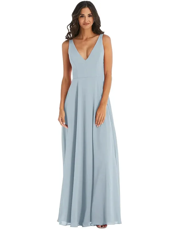 V-neck Chiffon Maxi Dress