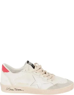 Ball Star Silver Leather Star And Pink Suede Heel Tab Sneakers - Brand New, Authentic