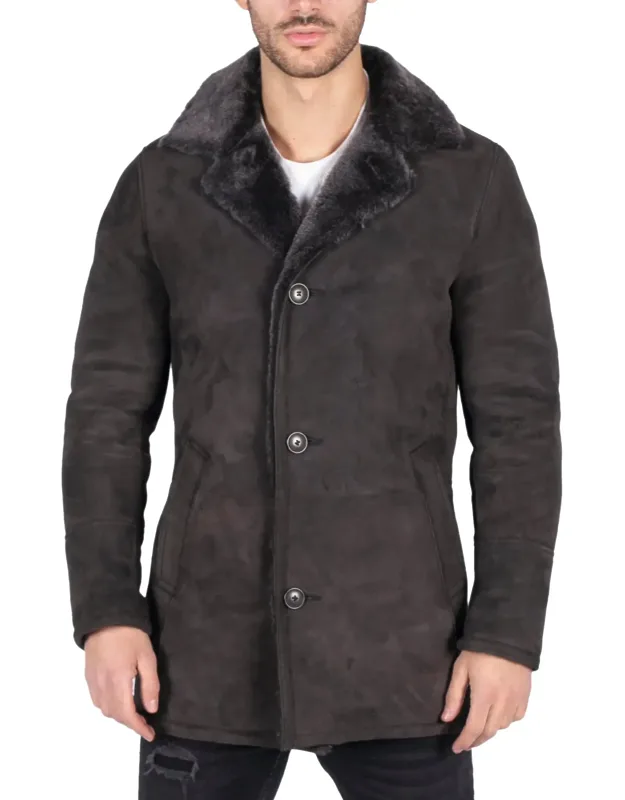 Sheepskin Coat Jacket Button Down - Tailored Fit, 3/4 Length