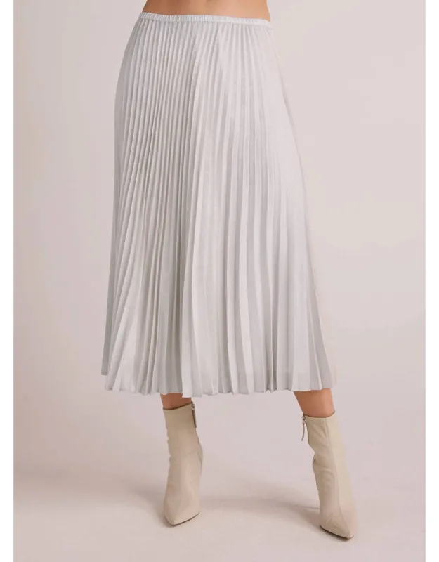 Hand Pleated Midi Skirt - Elastic Waist, Comfortable Fit