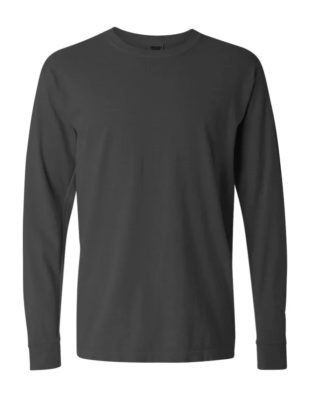 Garment-dyed Heavyweight Long Sleeve T-shirt, Relaxed Fit, Twill Taped Neck And Shoulders