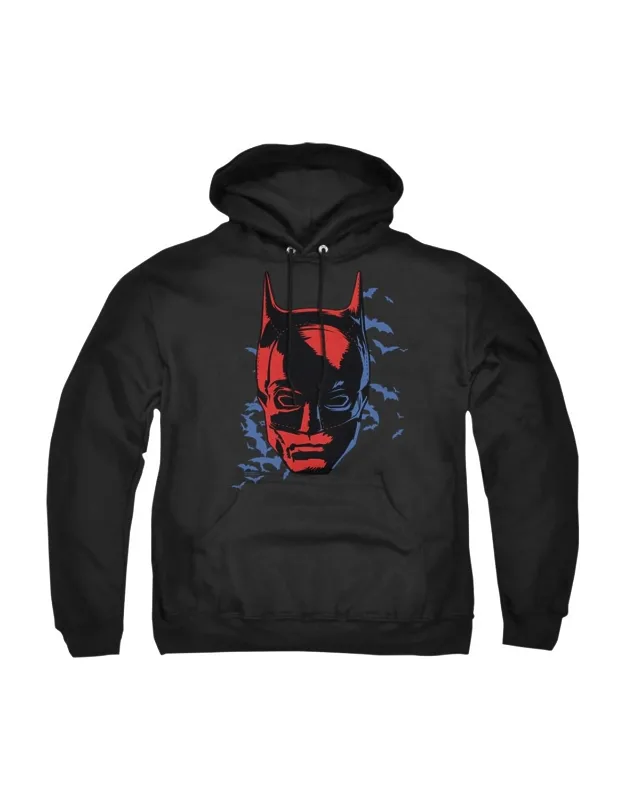 _batman Shadowed Headshot Adult Pull Over Hoodie / Hooded Sweatshirt_