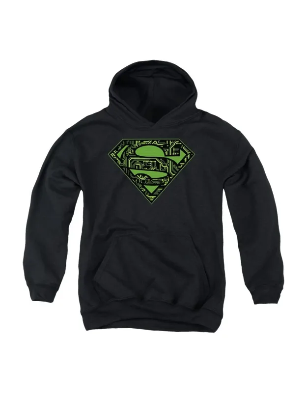 Superman Circuits Shield Youth Pull Over Hoodie - Stylish And Great For Everyday Wear
