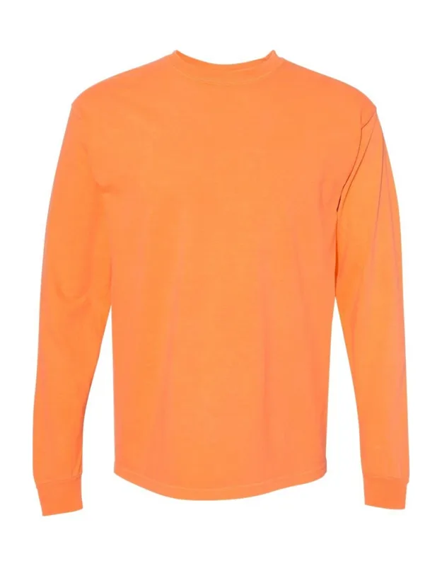 Garment-dyed Heavyweight Long Sleeve T-shirt With Relaxed Fit And Rib Cuffs