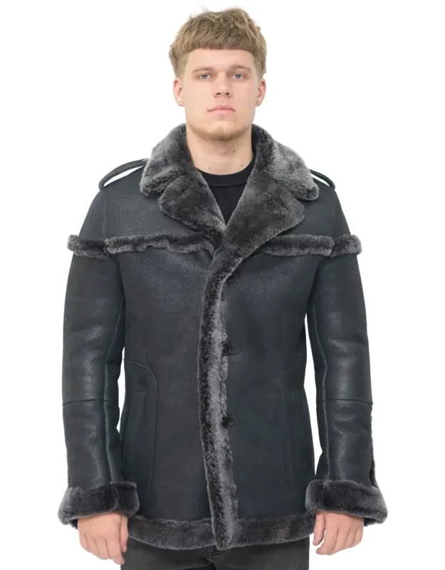 Merino Sheepskin Suede Jacket With Tie Belt-kingsbridge, Insulating Lamb Wool Lining, Adjustable Waist Belt