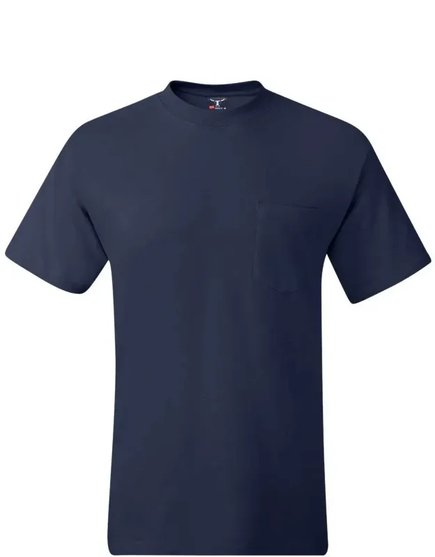 Hanes Beefy-t Pocket T-shirt 6.1 Oz./yd, Pre-shrunk 100% Ringspun Cotton
