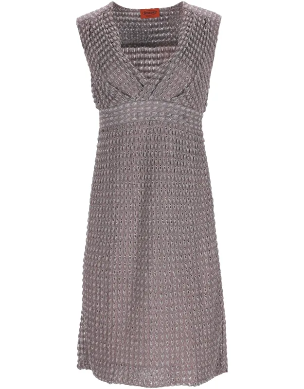 Knitted Deep Neck Mini Dress