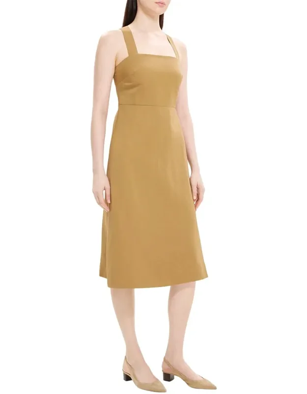 Crossback Linen-blend Midi Dress