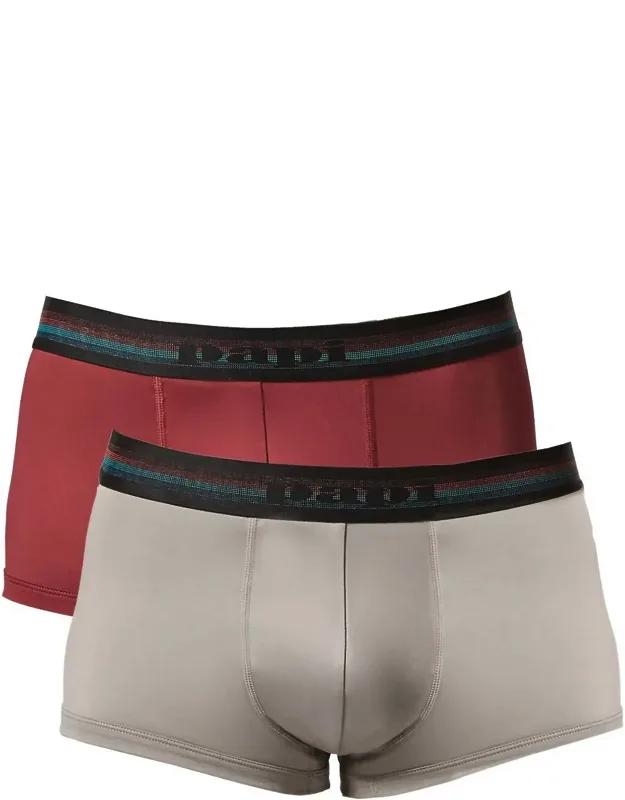 _chiseled Stone/beet Red 2-pack Brazilian Trunk Underwear With 1.5-inch Elastic Waistband And Lower-waisted Design_
