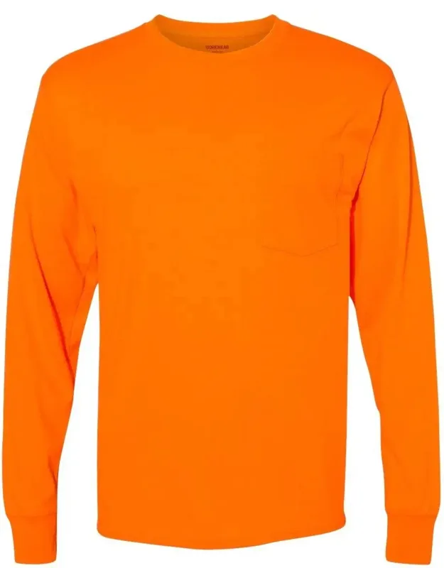 Hanes Workwear Long Sleeve Pocket T-shirt With Fresh Iq Odor Protection And X-temp Cooling
