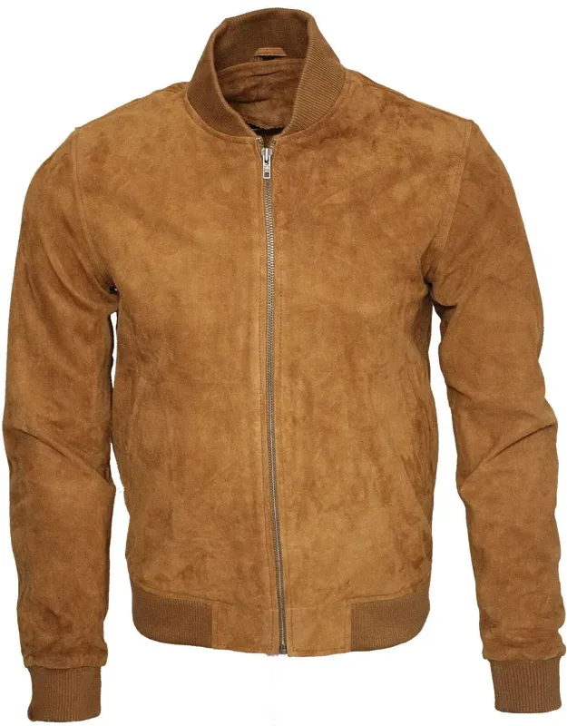 Varsity Soft Suede Leather Bomber Jacket