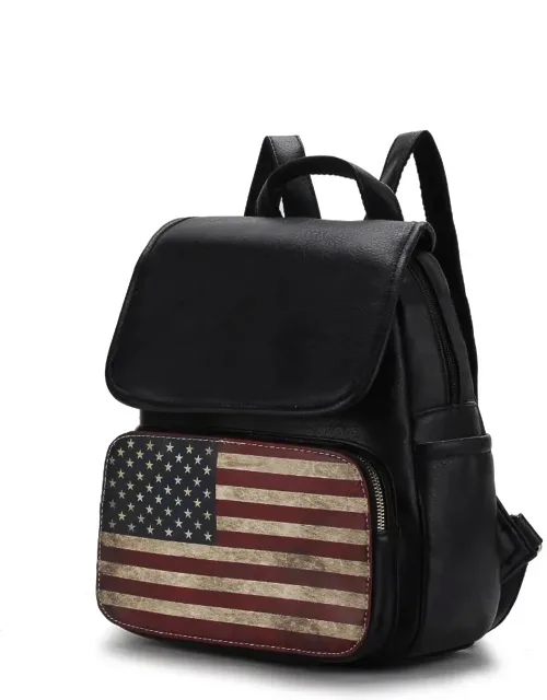 Regina Printed Flag Vegan Leather Backpack