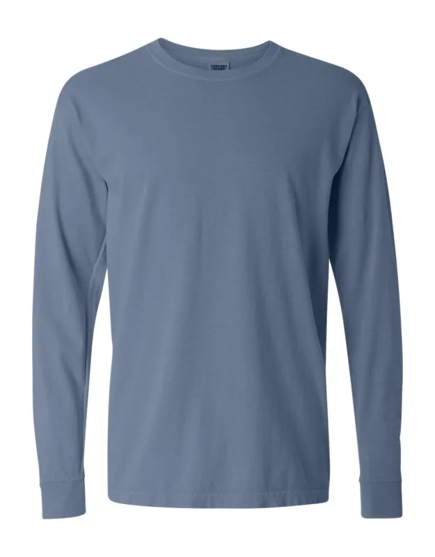 Garment-dyed Heavyweight Long Sleeve T-shirt With Relaxed Fit And Rib Cuffs