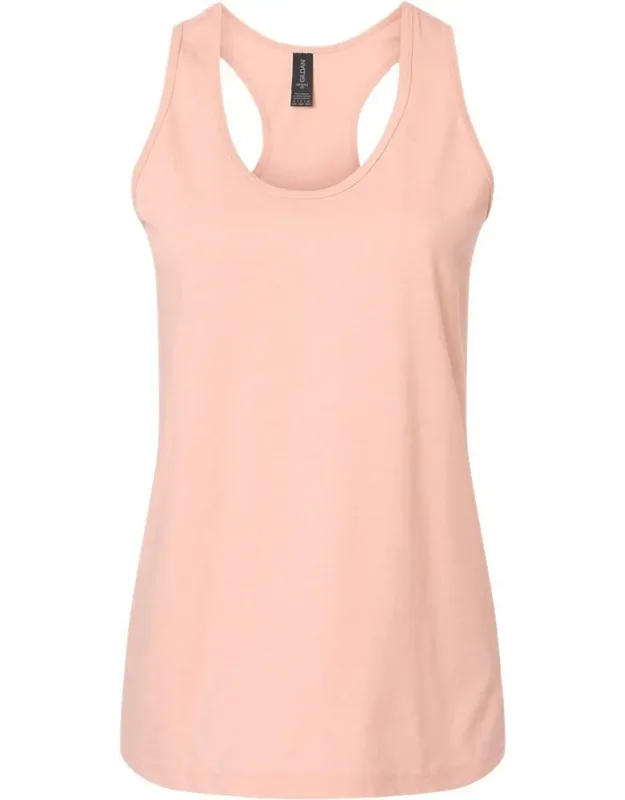 Gildan Softstyle Cvc Racerback Tank Top With Tear Away Label And Oeko-tex Certified Dyes