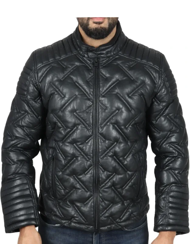 Quilted Puffer Padded Biker Jacket