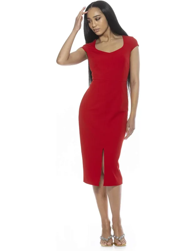 Gia Dress With Sweetheart Neckline And Front Slit