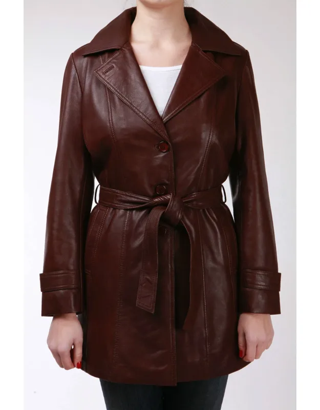 3/4 Length Tie Belt Trench Coat