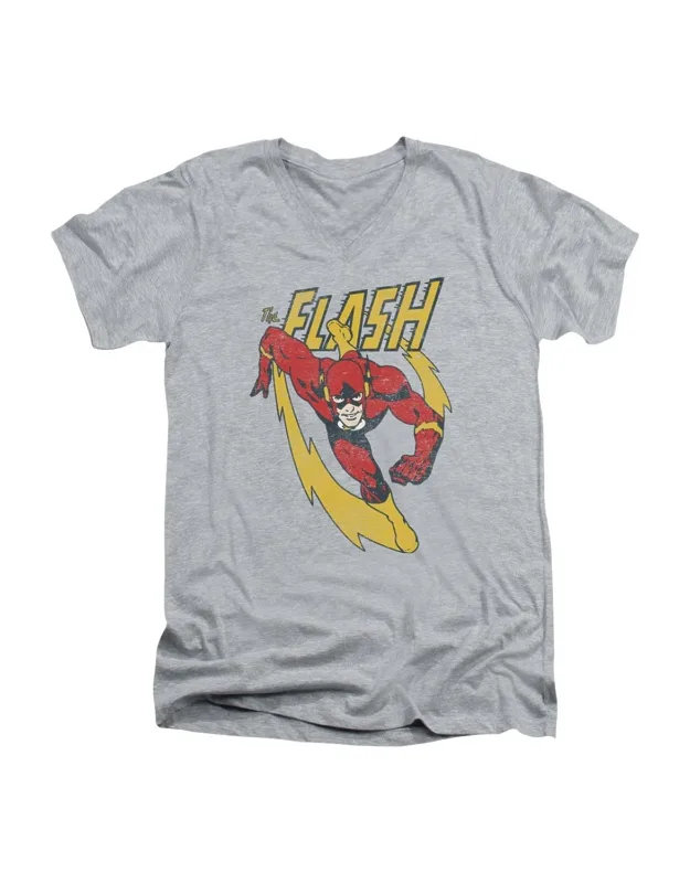 Justice League Of America Lightning Trail Short Sleeve V Neck Premium Cotton T-shirt