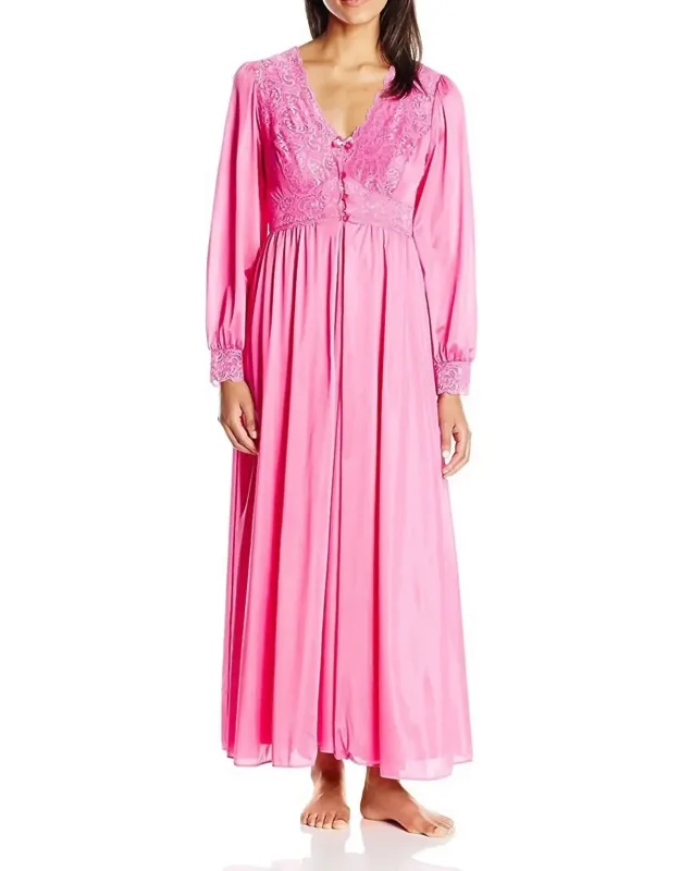 Silhouette 54" Long Sleeve Long Coat With Lace-embellished Bodice And Scalloped V-neckline