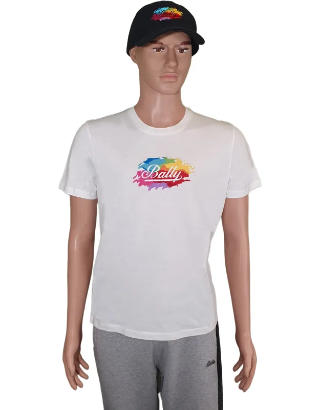 Bally 6301245 Logo T-shirt With Double-needle Stitch Sleeves And Made In Portugal