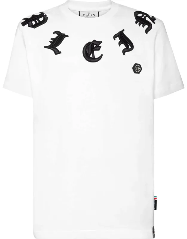 T-shirt Round Neck Ss With Embroidered Collar And Pp Hexagon Logo