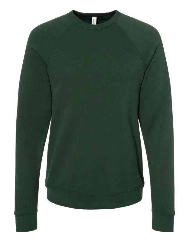 Sponge Fleece Raglan Crewneck Sweatshirt, 6.5 Oz. Fabric, Athletic Heather Blend