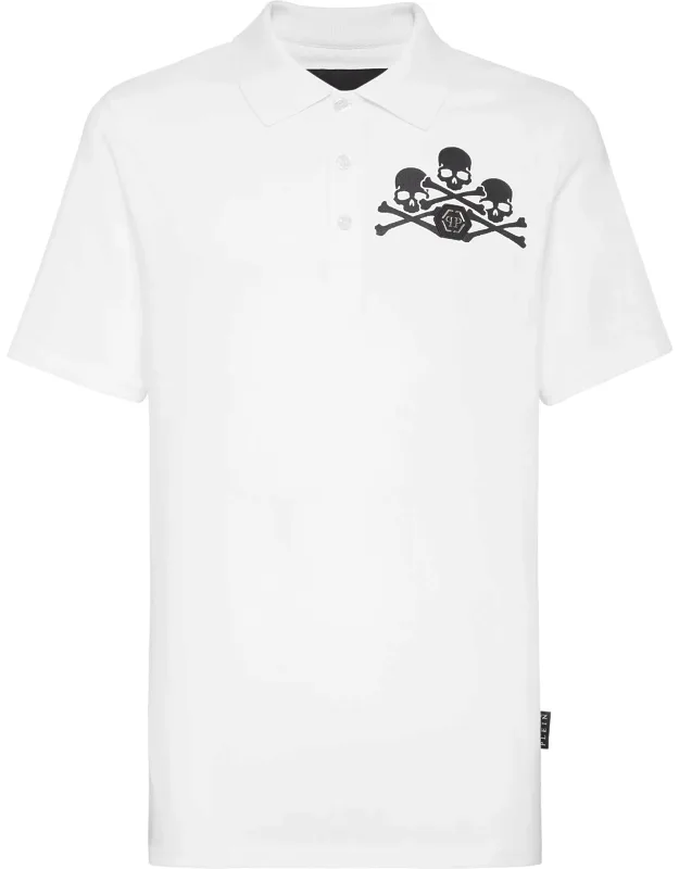 Polo Shirt Ss With Skull & Bones Print And 100% Cotton