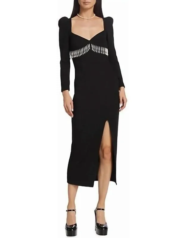 Pearl Fringe Sweater Midi Dress