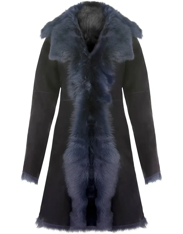 Toscana Sheepskin Suede Trench Coat With Luxurious Revere Collar And Custom Length Options