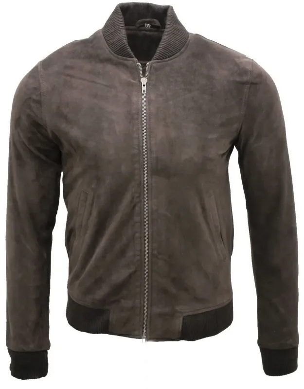 Varsity Soft Suede Leather Bomber Jacket