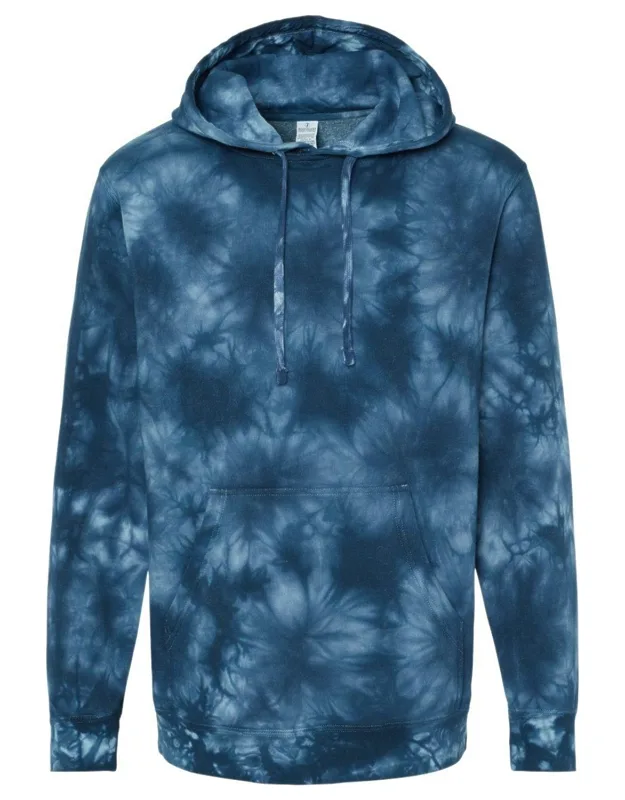 Independent Trading Co. Midweight Tie-dyed Hooded Sweatshirt With Jersey Lined Hood And Split Stitch Double Needle Sewing